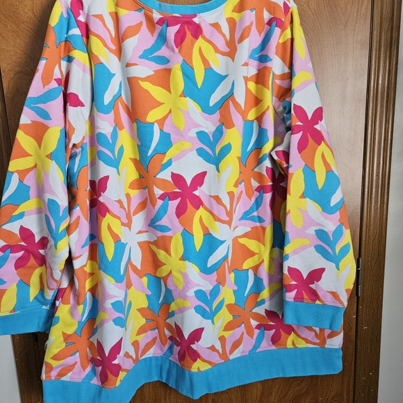 Lands' End Colorful Floral Crew Neck Sweater - Picture 4 of 7